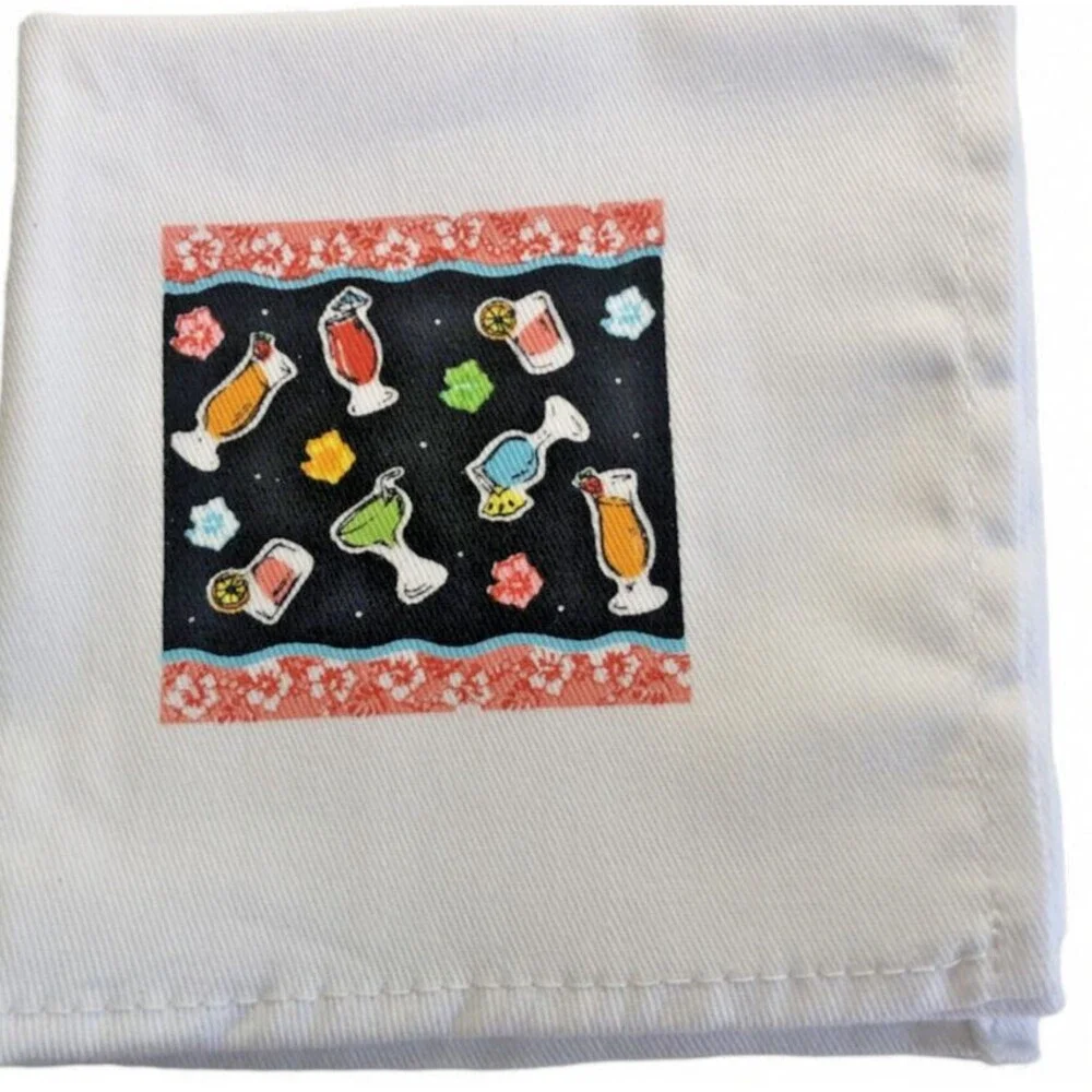 Ganz Cocktail Napkins Set of 4 White Cotton Cloth Bella Casa Cocktail BloodyMary
